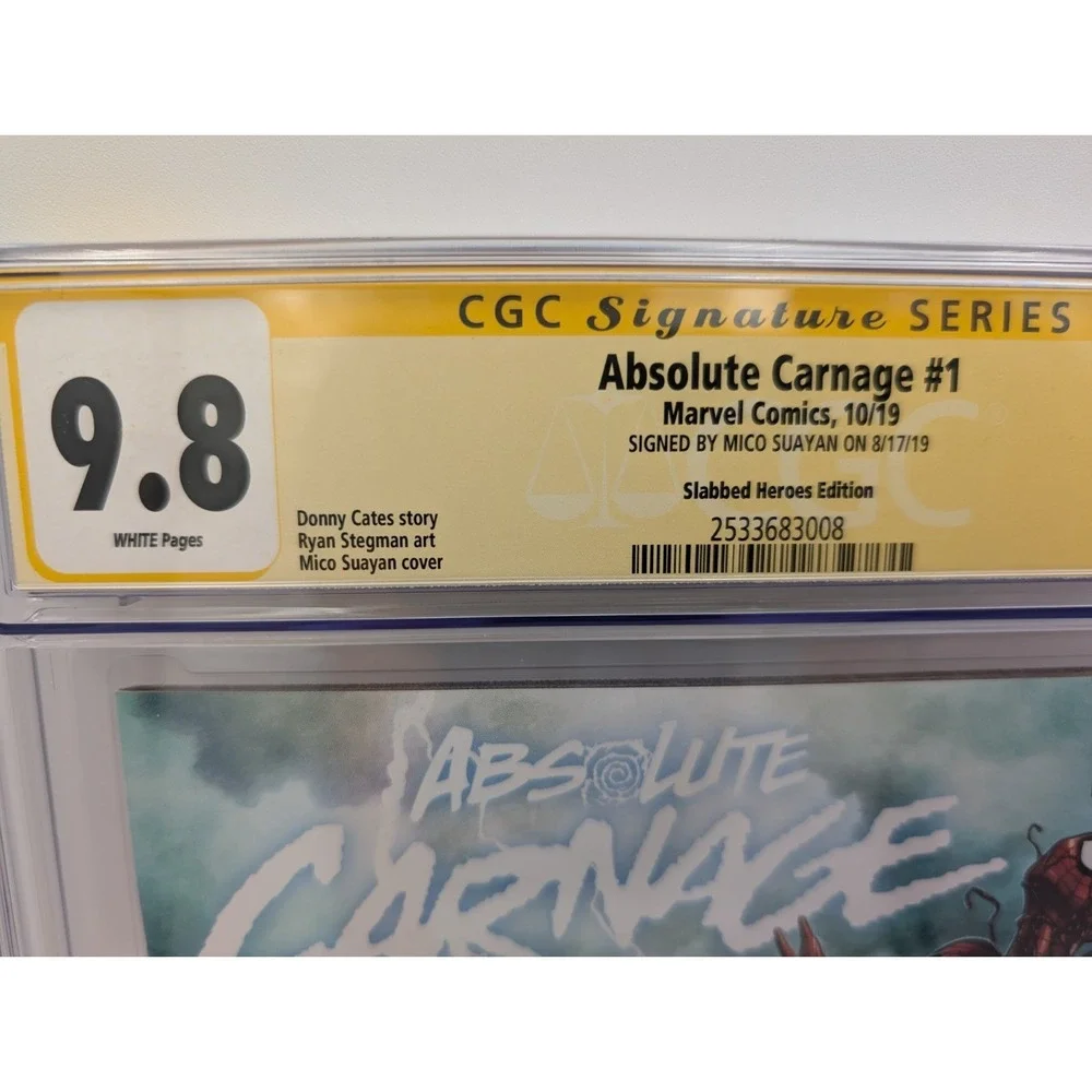 Absolute Carnage #1 CGC 9.8 SS Mico Suayan Slabbed‎ Heroes Variant Signed 2019